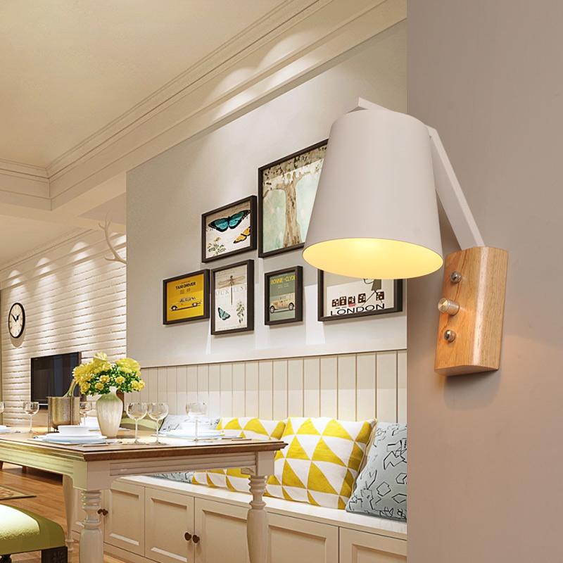 

Modern wood LED wall sconces House Light Wall Lamp with switch decoration Interior Lighting Fixture e27 Metal lights