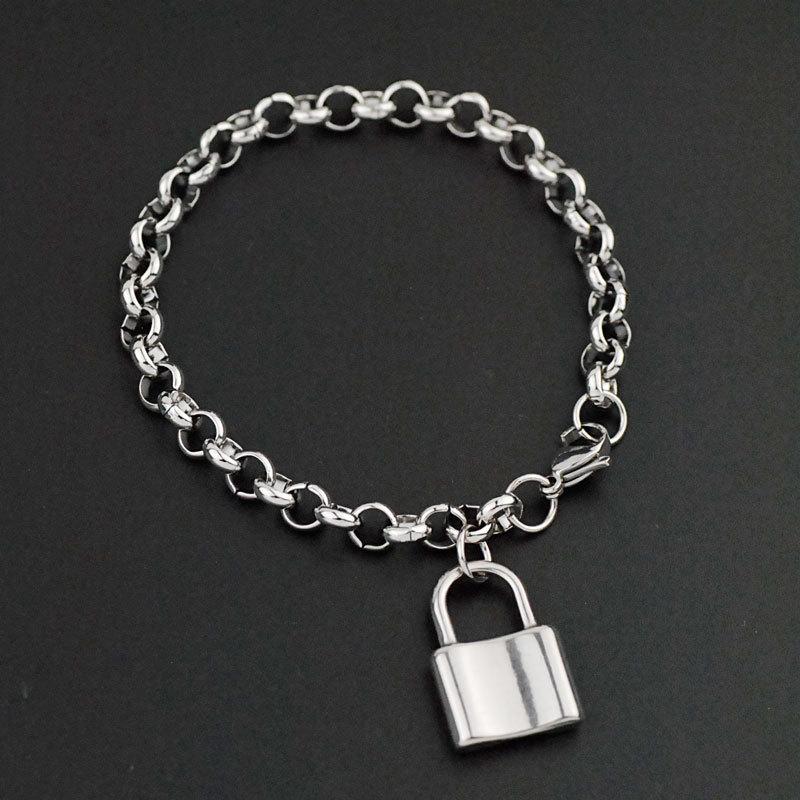 

Charm Bracelets Fashion Women Simple Female Sliver Color Trend Stainless Chain Bead Bracelet Gift Jewely