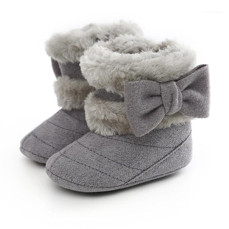 

Winter Baby Shoes Infant Toddler Girl Boots Cute Big Bows Thick Warm Long Plush Non-slip Rubber Soled Girls Snow Boots1, Pink