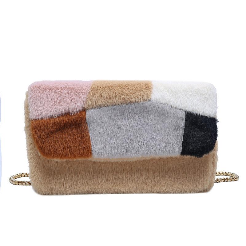 

Plush Women's Designer Handbag Ladies Shoulder Bags Fashion Female Messenger Bags Color Splicing Crossbody for Girls Wallet, 04