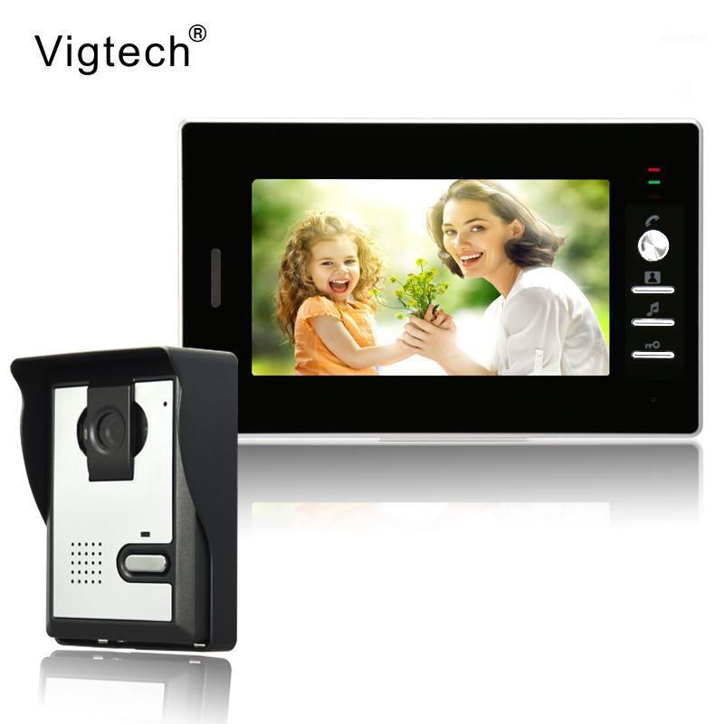 

Vigtech Visual Intercom Doorbell 7''TFT LCD Wired Video Door Phone System Indoor Monitor 700TVL Outdoor IR Camera Support Unlock1