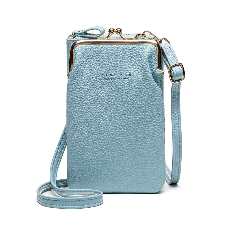 

Wholesale ladies leather shoulder bags street trend vertical woman coin purse Joker solid color leather mobile phone bag Candy-colored fashion storage wallet, Grey(boutique box)