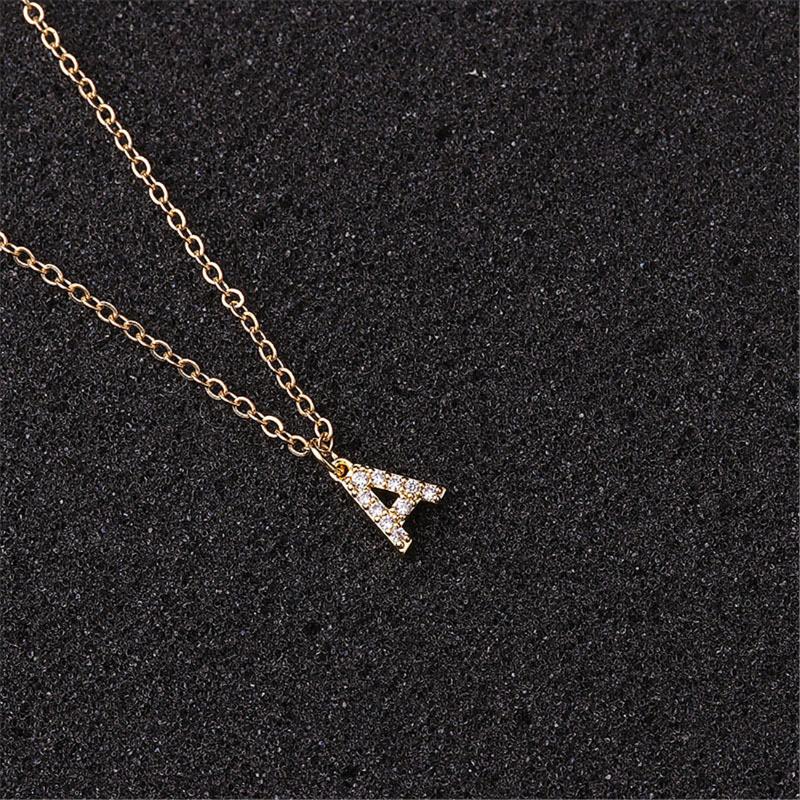

Ladies Luxury Necklace Jewelry 26 English Letters Exquisite Zircon Necklace Bulk Wholesale Copper Plating 18K Real Gold Color