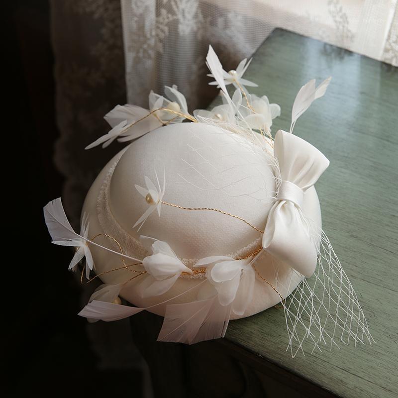 

Cap Children England Retro Europe And America MORI Series Bow Gauze White Elegant Women's Headdress1