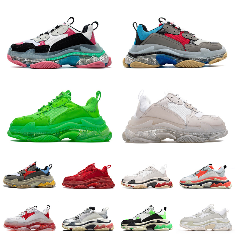 2021 Triple S Fashion Clear Sole Bottom Paris 17FW Mens Designer Sneakers Vintage Dad Platform Women Luxury Casual Shoes Sports Trainers