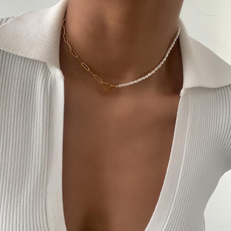 

Timeless Wonder Glam Natural Pearl Chains Choker Necklace Women Goth Jewelry Punk Boho Designer Top Ins Trendy Prom Xmas 4164