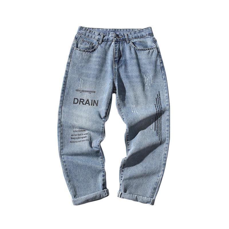 

Men' Jeans Summer Men Baggy Oversized Casual Pants Denim 2021 Mens Hip Hop Harem Vintage Women Straight Pant, Blue