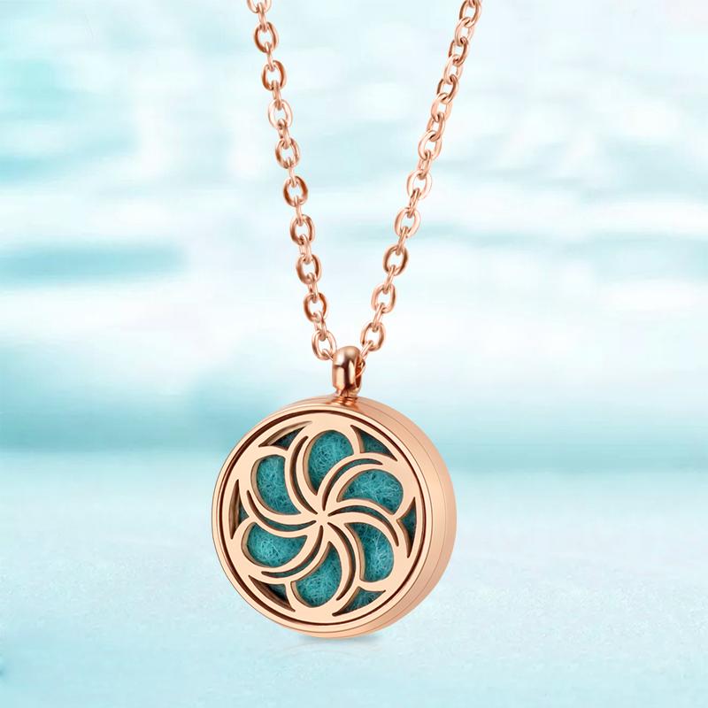 

Pendant Necklaces UBELIEVE Flower Essential Oil Diffuser Necklace Stainless Steel Magnetic Perfume Locket Jewelry With Chain12m, Silver