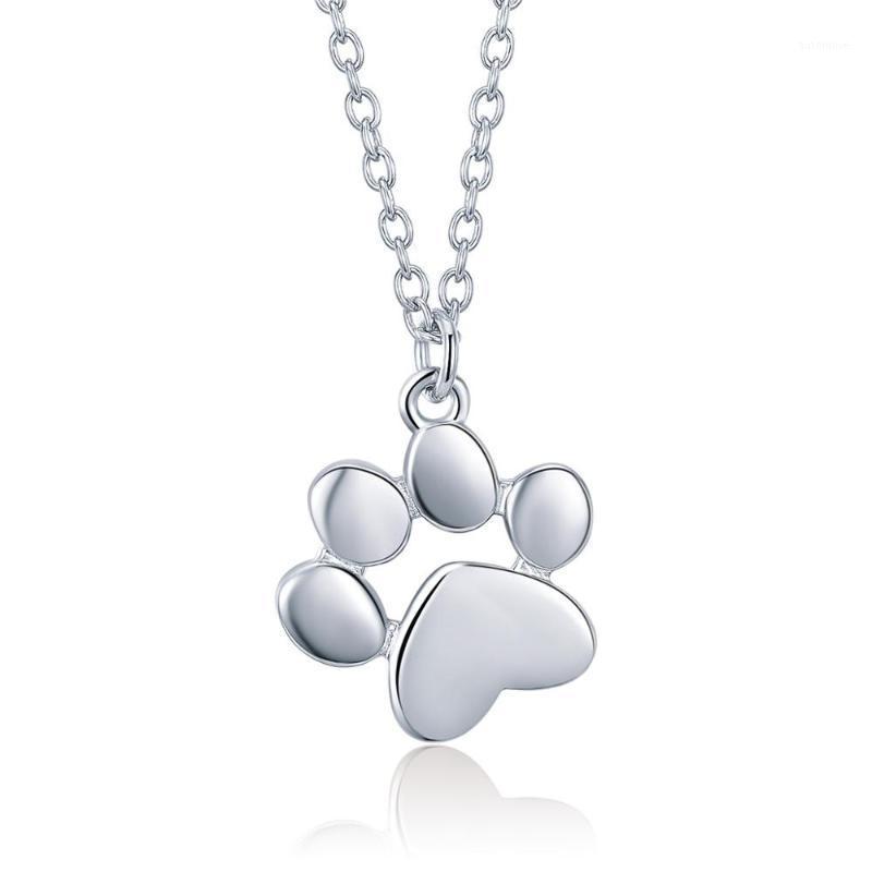

womak Genuine 925 sterling silver cute animal cat dog footprints pendant necklace for women short necklace jewelry gift1