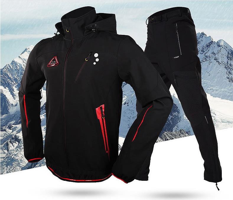 

MTP cycling jersey men's autumn and winter long-sleeved suit outdoor hooded thick windproof waterproof warmth riding pants