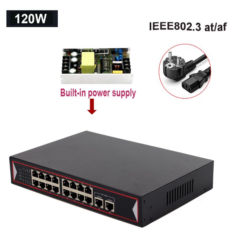 

48V POE Switch Ethernet 6 16 Ports Network 10/100Mbps Ports IEEE 802.3 AF/AT IP Camera Wireless AP Uplink Network Switch