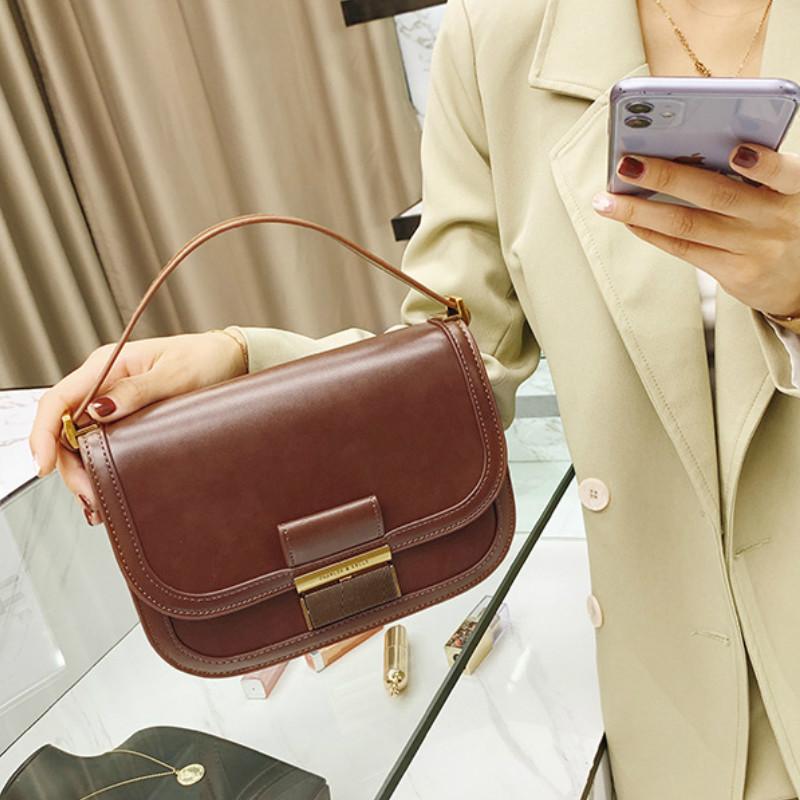 

Female Bag Leather Tofu Bag 2021 New Small Square Shoulder Messenger Bags All-match Bags for Women Handbags, Brown