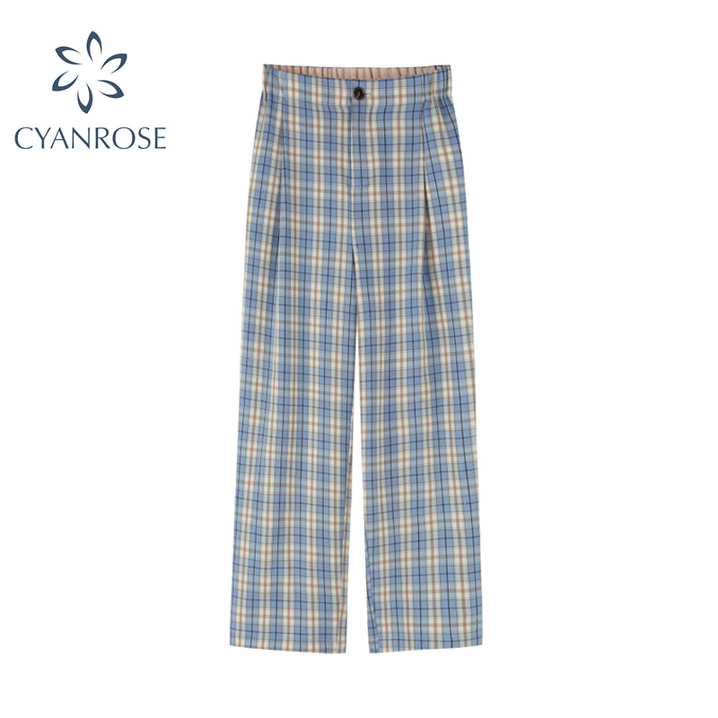 

Plaid Pants Women Autumn Vintage Loose Oversized Fashion casual Korean Style Harajuku Streetwear Cotton Wide Leg Pants 201106, Picture color