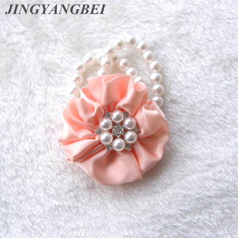

Pearl Beaded Rhinestone Wrist Brooch Wedding Decoration Groom Bride Simulation Flower Wrist Flower Christmas Party Decoration, Blue