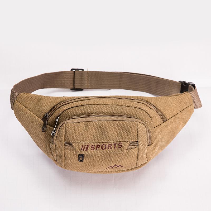 

Outdoor Men's Canvas Waist Bag Functional Money Phone Male Banana Pack Women's Fanny Pouch, Black
