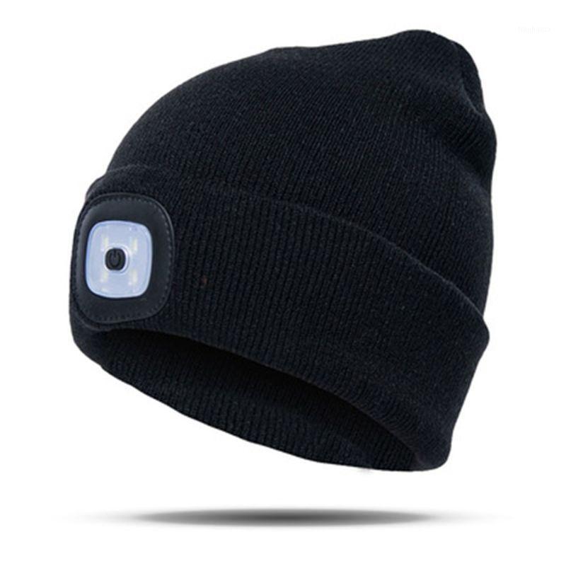 

Winter Warm Press Button LED Light Beanie Hat Collapsible Knitted Unisex Special K1MB1, Gray
