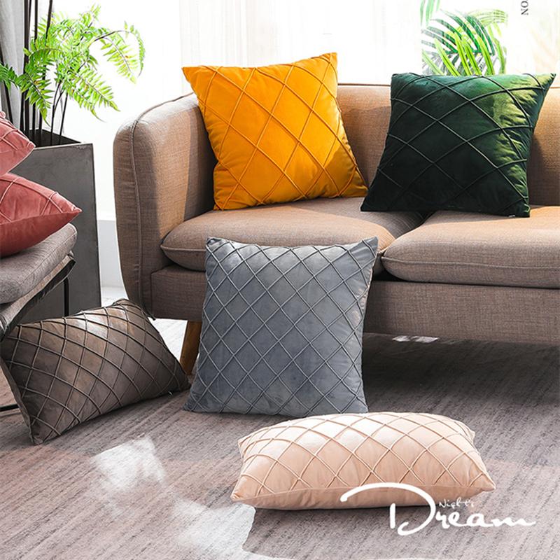 

Cushion Cover Nordic style simple Velvet ins pillowcase Square Pillow Cover 45x45cm Home Decoration Living Room Sofa Car, T- dark grey