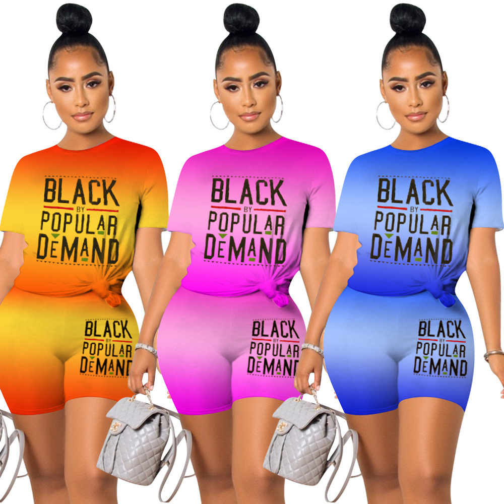 

designer women tracksuit summer women s two piece shorts sets womens alphabet sports casual printing gradient tracksuit S-3XL 3503, Gray