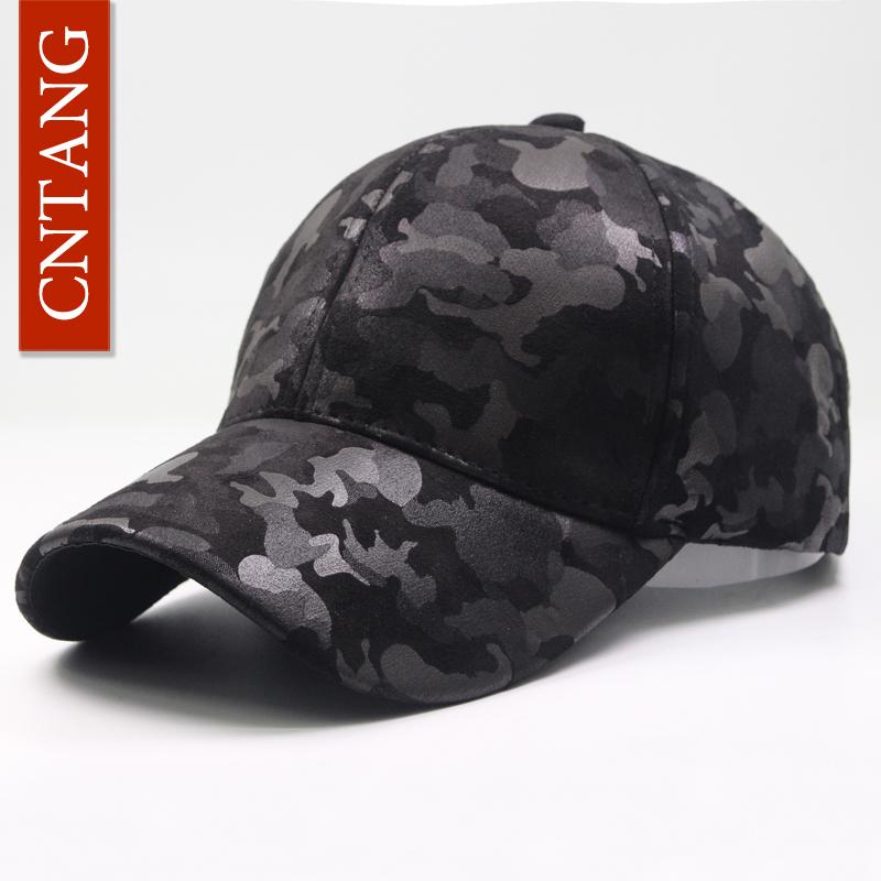 

CNTANG Leather Suede PU Camouflage Baseball Cap Men Fashion Spring Hat Snapback Hip Hop Unisex Caps Adjustable Brand Casual Hats, Khaki