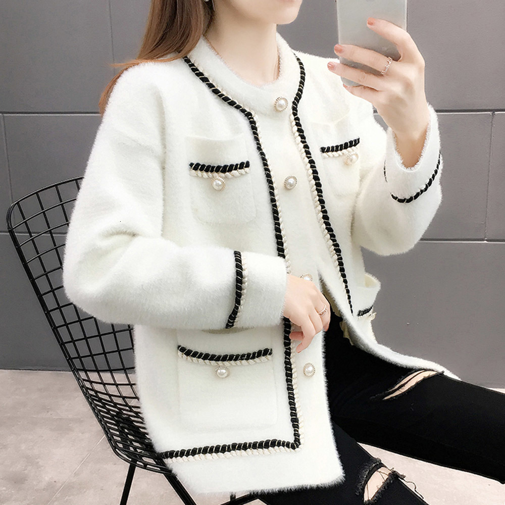 

2021 New Korean Version Japan Style Sweet Jacket Autumn Winter Trendy Elegant Popular Thick Mink Down Long Sleeve Jackets for Women UVKH, Black