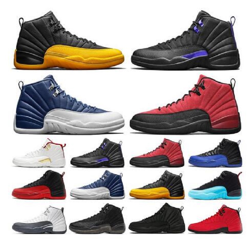 

Cheap 12 12s FIBA CNY Bumblebee Mens Basketball Shoes Reverse Taxi Game Royal Blue Gym Red Wings Grey men sports sneakers trainers, Reverse flu game