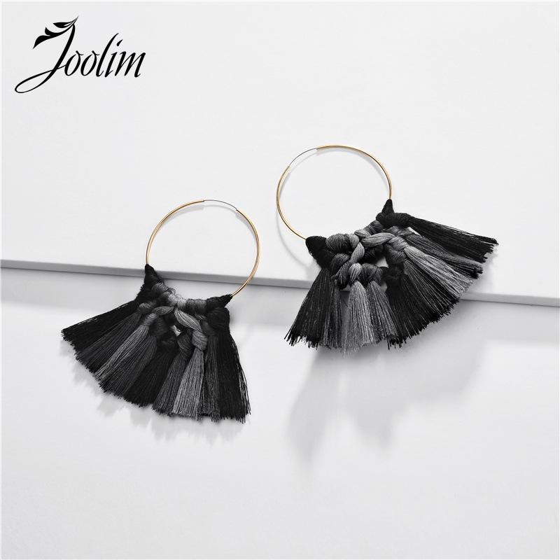 

Joolim Jewelry Wholesale Tassel Hoop Earring Boho Style Earring Design Jewelry