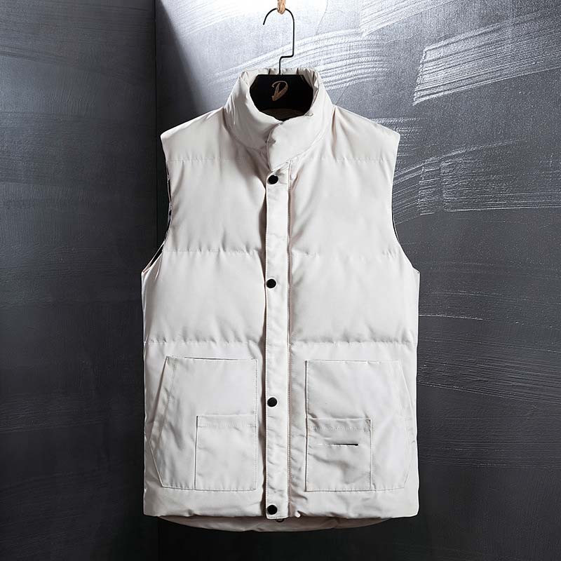 

2020 new Canadian American style men's freestyle real down winter fashion vest advanced waterproof fabric men's vest, Black;white