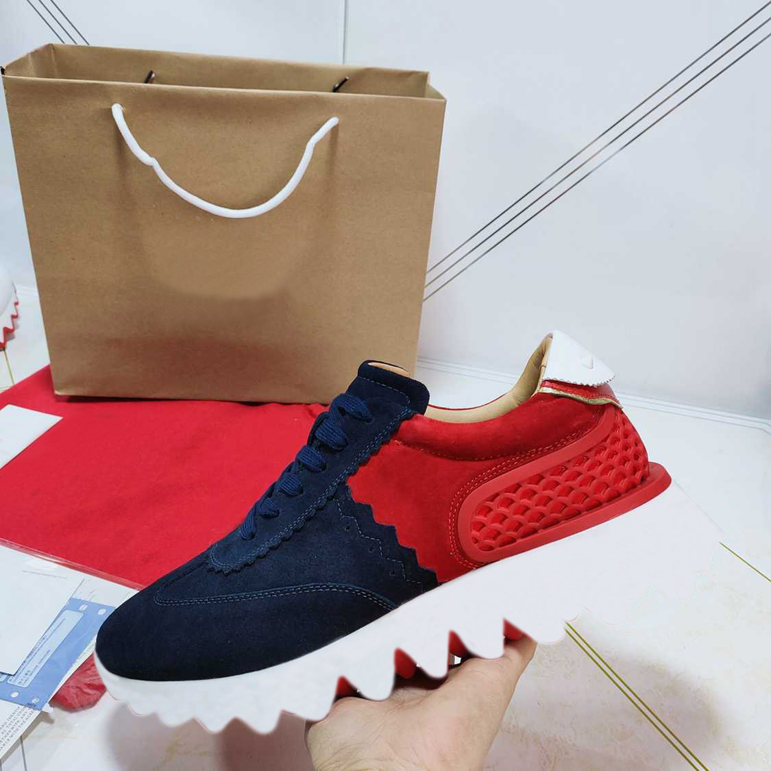 hot sale new designer Women Men Red Bottoms fashion Casual Shoe Spikes Red Bottoms Sneaker shoe top quality with box 35-48
