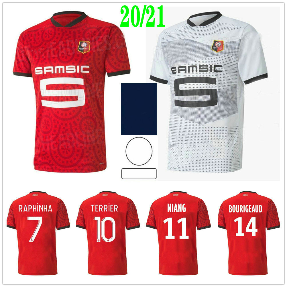 

2020 2021 Stade Rennais Soccer Jerseys RAPHINHA NIANG TERRIER BOURIGEAUD CAMAVINGA BOURIGEAUD Custom  21 Rennes Adult Kids Football Shirt, Grey men size s-xxl