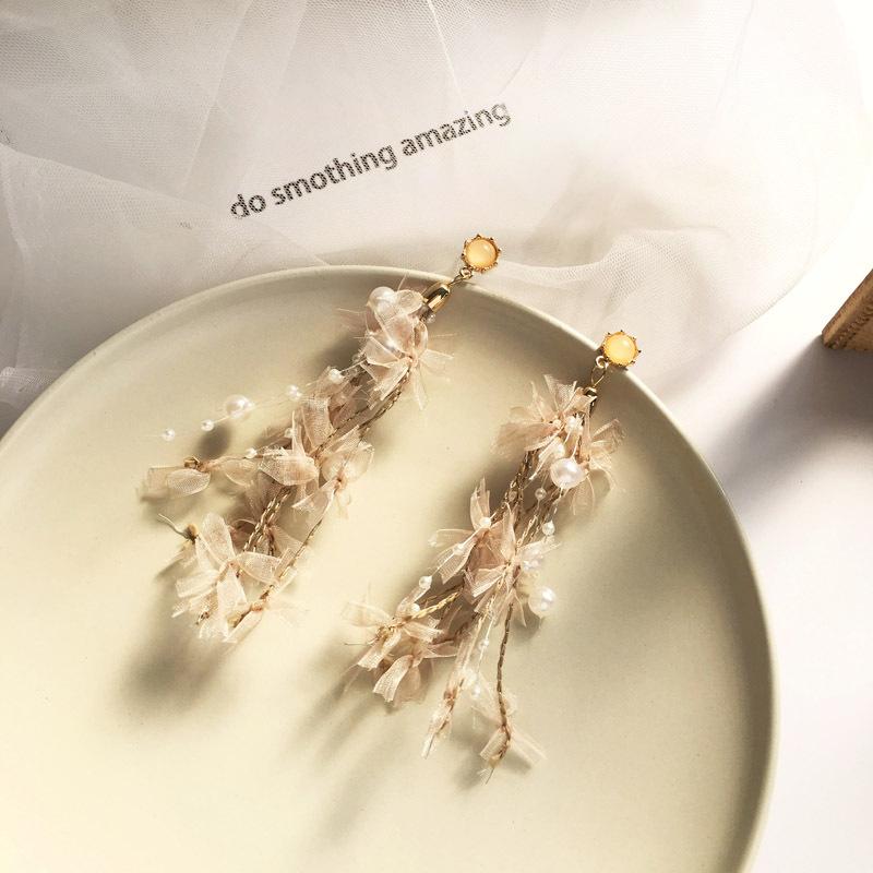

Fashion Jewelry Sweet Bowknot White Pearls Cluster Earrings For Women Girl Gift Korean Earrings