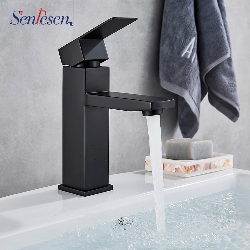 

Senlesen Black Bathroom Faucet Brass Basin Bathroom Mixer Tap Basin Tap