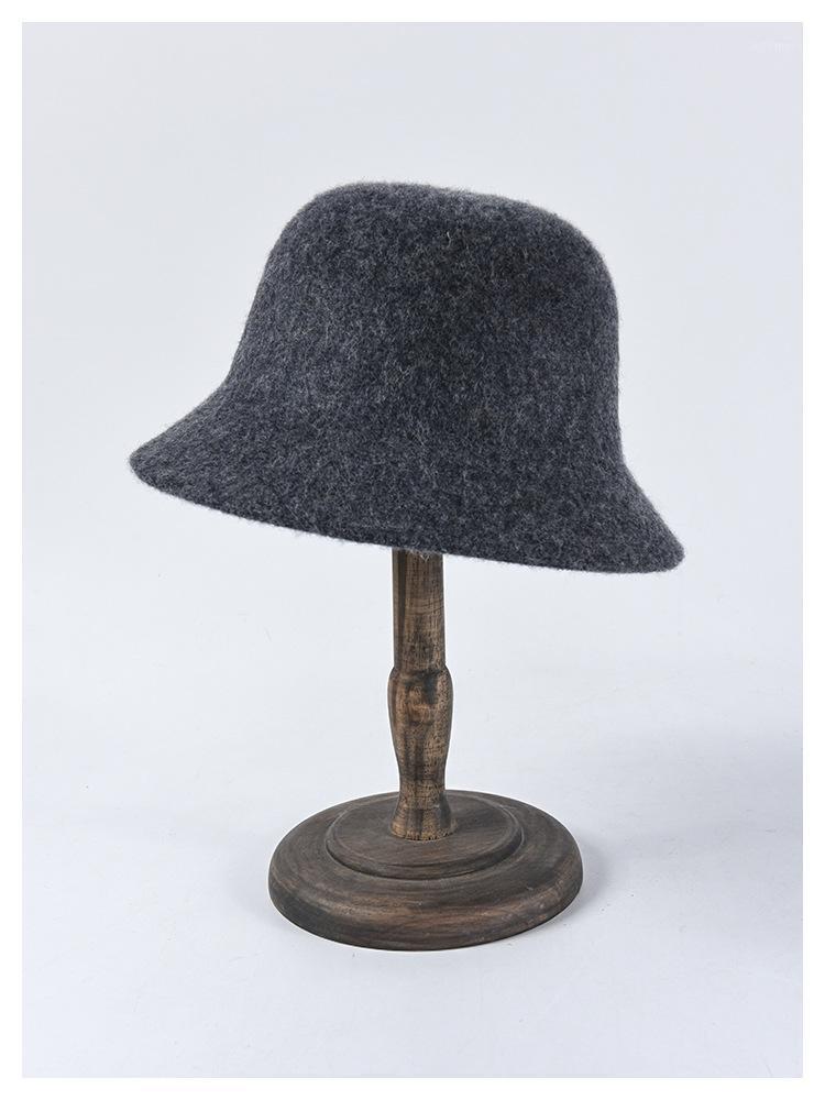 

2020 Winter Fashion Women Soft Wool Bucket Hats Wide Brim Fishermen Warm Caps1, Black