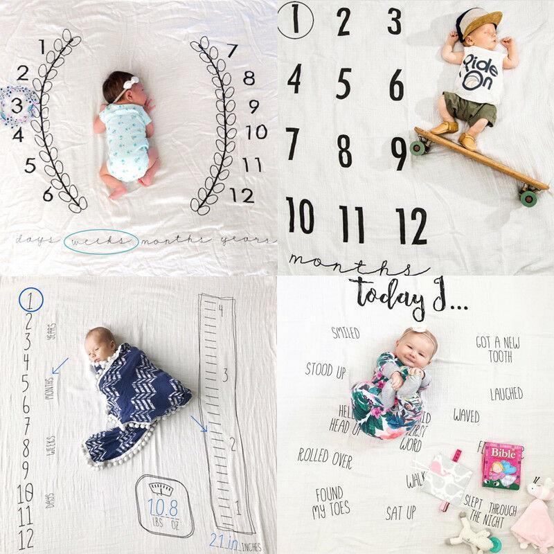 

Newborn Baby Boys Girls Infants Milestone Blanket Mat Number Milestone Photography Blanket Photo Prop Monthly Growth Photo1, White