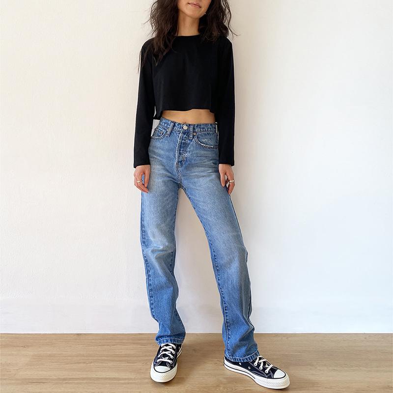

Women' Jeans Baggy Jeans For Women 2020 Mom High Waist Blue Loose Washed Fashion Straight Denim Pants Vintage Streetwear
