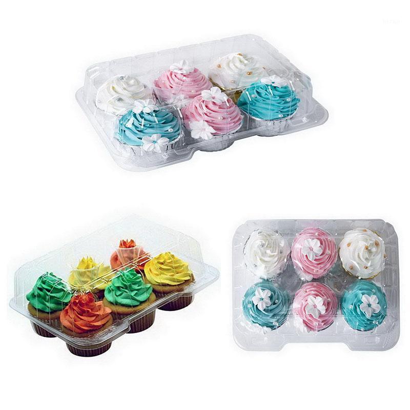 

35x35.0x12cm 6 Cells Cake Box European Cupcake Box Transparent Packaging Bags Cookie Plastic Wholesale Boxs With Snap1