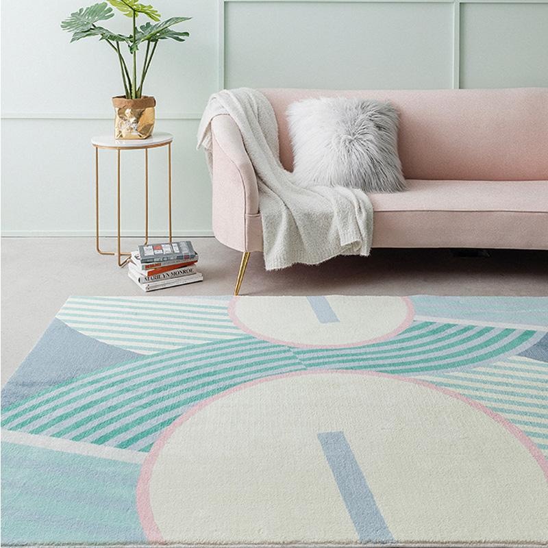 

Ins French chic Denmark Living room Parlor Carpet geometric stripe bedside Rug blue GEOMETRY Modern Mat design Nordic style