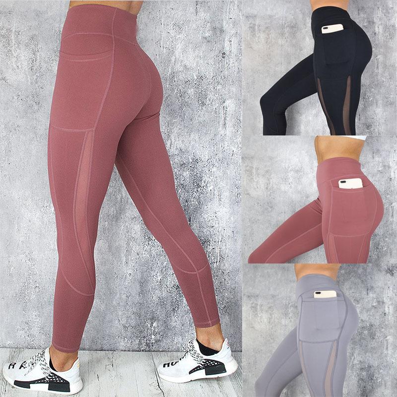 

New style mesh stitching Yoga Pants moisture wicking Yoga Pants leggins sport women fitness sports gym Leggings, Black