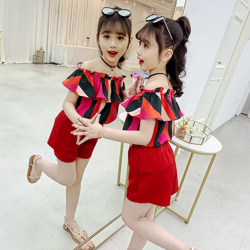 

Summer Teen Girls Clothing Set 2020 Children Off Shoulder Tops Short Pants 2Pcs Kids Outfits Girl Red Clothes For 4 8 12 13 Year1