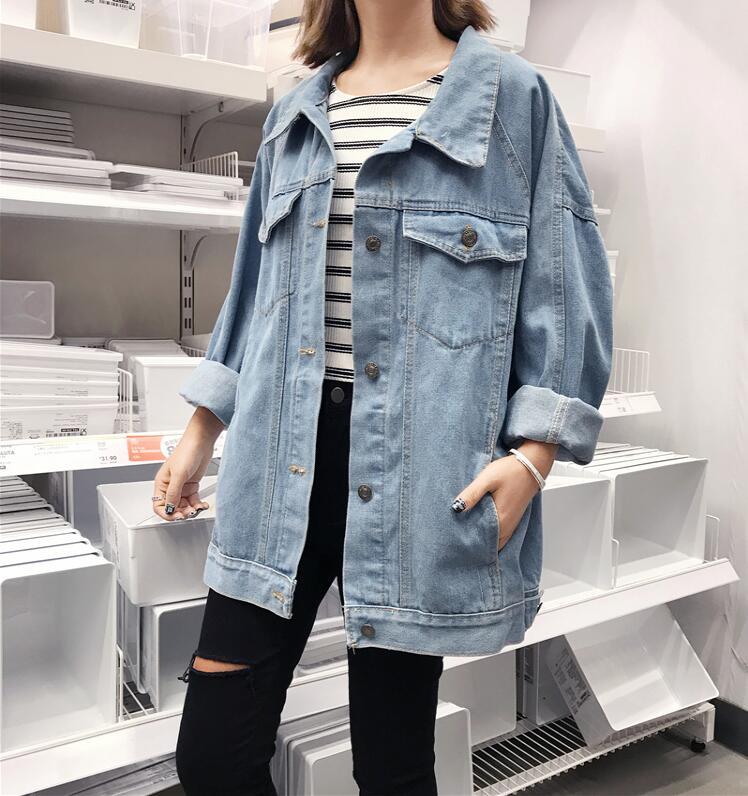 

Women Autumn Winter Jean Jackets Outerwear Female Long Sleeve Denim Coats Jackets Casul Loose Ladies Tops Windbreaker, As pic