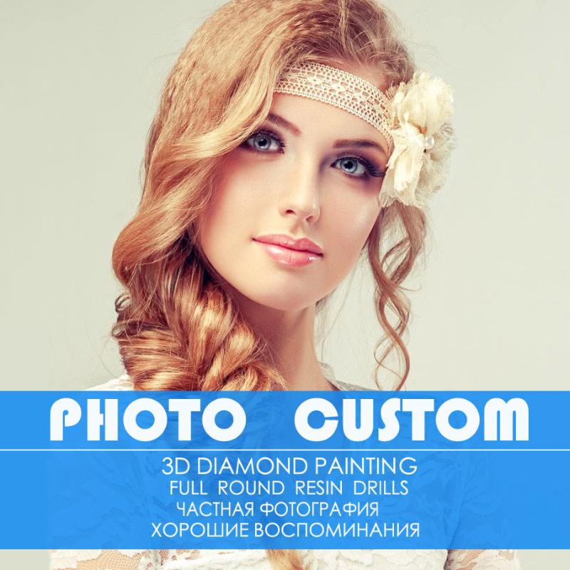 

Photo Custom Full 5D Diy Diamond painting Embroidery 3D Daimond painting Full round Rhinestone Diamant for wedding gift