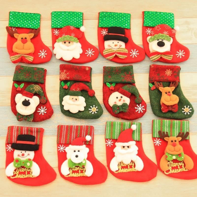 

Xmas Stocking Elk Socks Christmas New Year Snowman Cutlery Bags Santa Claus Kitchen Dining Table Cutlery Gift Bag Tree Decor1