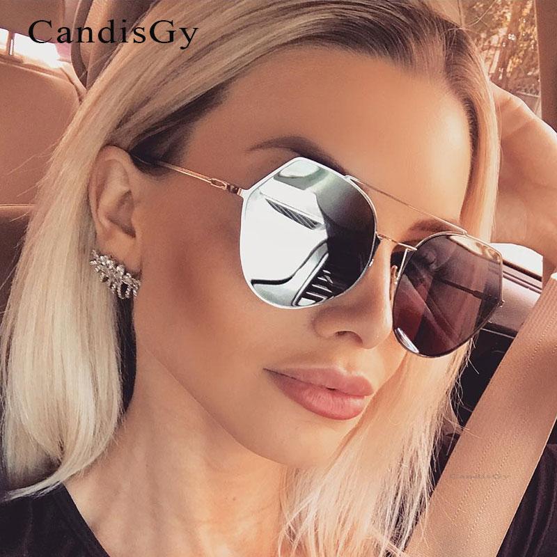 

Fashion Pilot Mirror Sunglasses Women 2020 New Korea Brand Designer Lady Female Sun glasses UV400 Rose Gold Metal Frame Hot sale