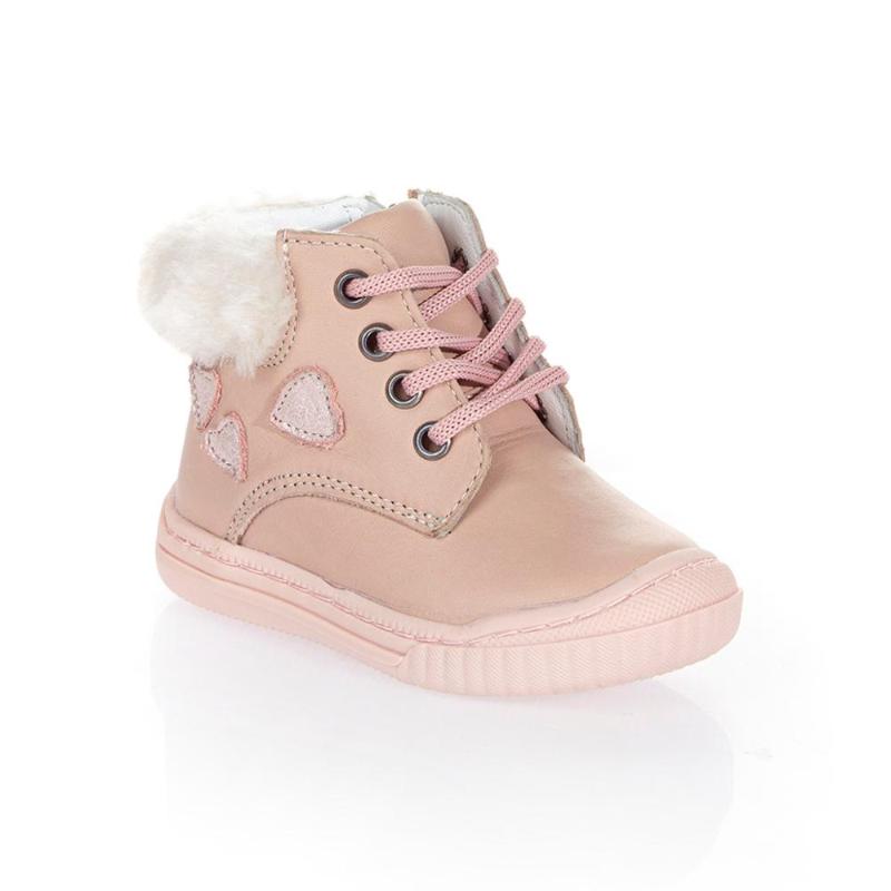 

Wstark Genuine Leather Furry Heart Pink Baby Boat