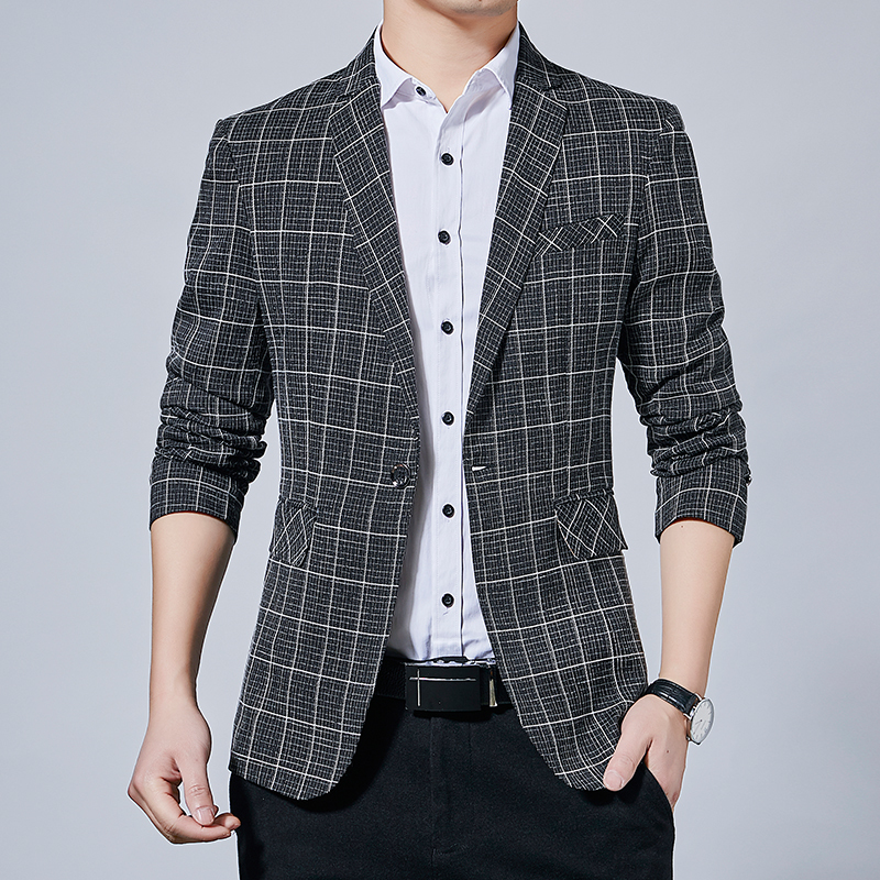

2021 New Luxury Classic Men's Casual Plaid Blazer Autumn Spring Fashion Brand Slim Fit Long Sleeves Suit Xu49, Px b215-2007 2
