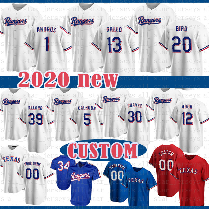 

Texas Custom 1 Elvis Andrus Baseball Jersey 13 Joey Gallo 34 Nolan Ryan 7 Ivan Rodriguez 17 Shin-Soo Choo 35 Cole Hamels 4 Dak Prescott Odor, Blue;black