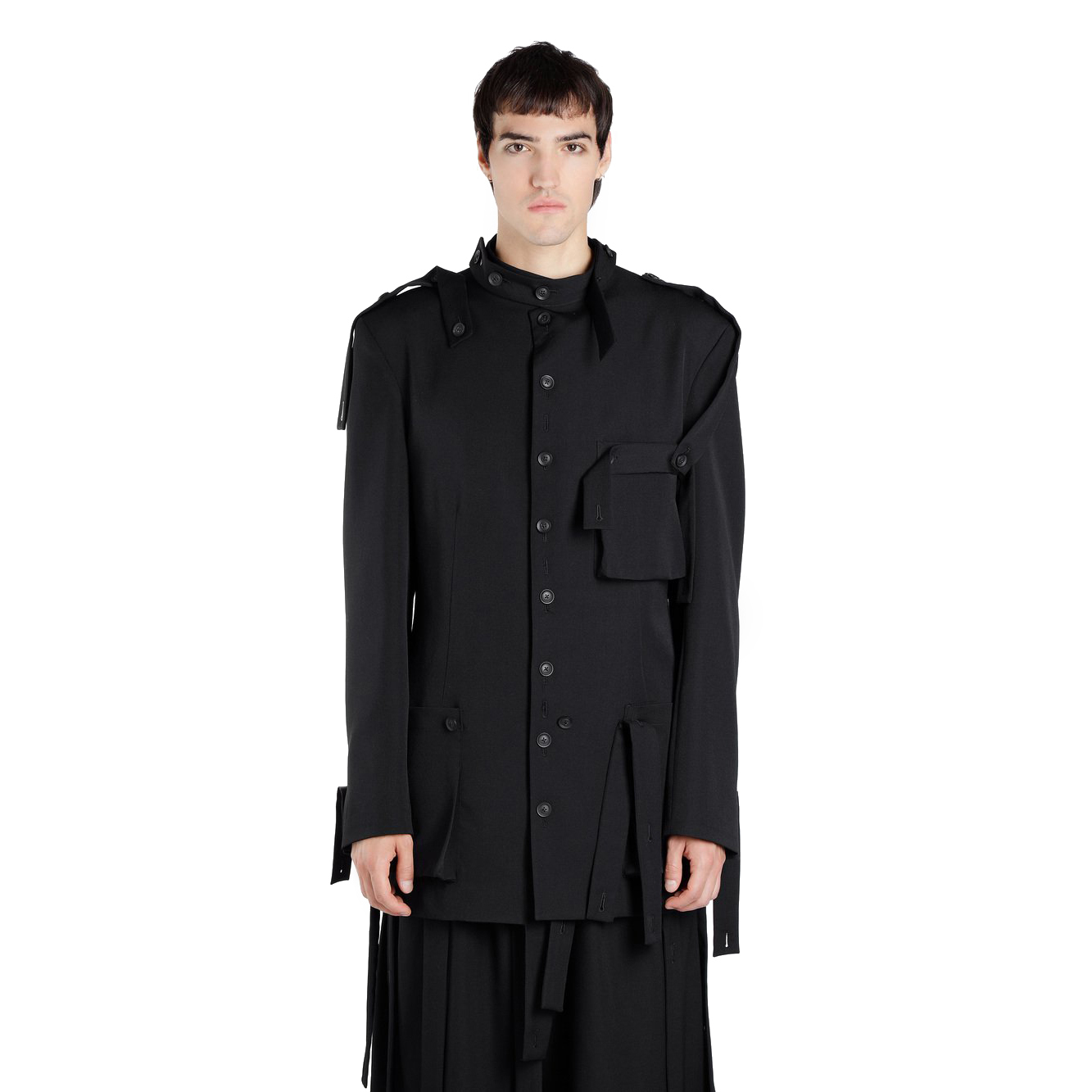 

2021 S-6xl!! New Man's Wrinkled Deconstructs Black Cotton Shirt BJSO