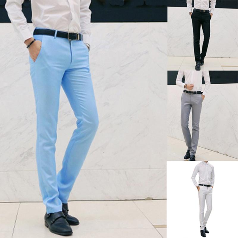 

2020 Fashion Suit Pants Men Dress Pants Men Business Trousers Male Straight Solid Fit Classic Trousers, Blue