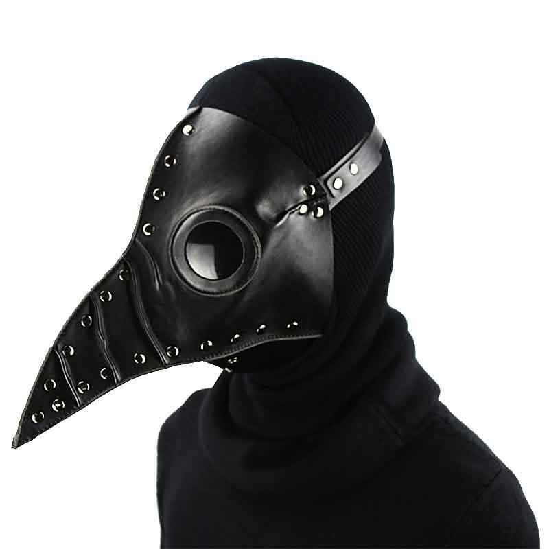 

Gothic Black PU Leather with Rivet Steampunk Mask Retro Punk Halloween Party Cosplay Costume Props Long Nose Plague Bird Masks
