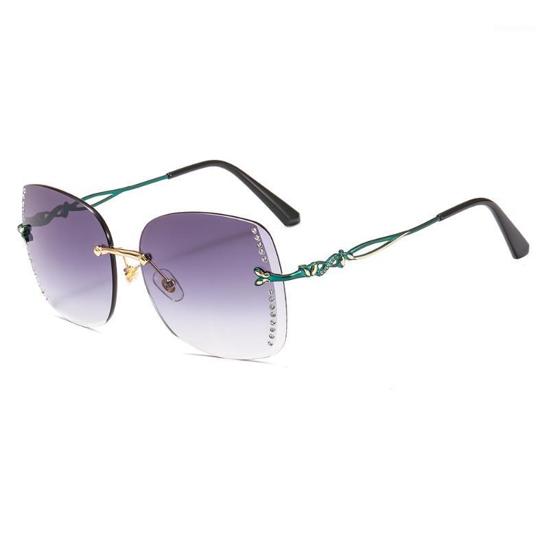 

High Quality Rimless Square Women Sunglasses Metal 2020 Fashion Luxury Rhinestone Plastic Lenses L955 UV400 Eyewear1