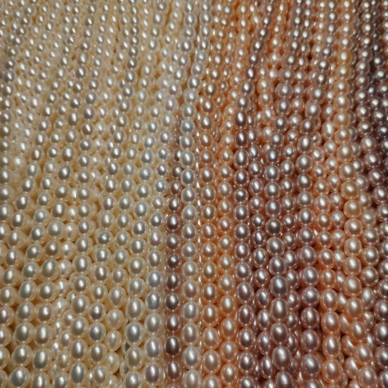 

6mm Rice Natural Freshwater Pearl Classic Choker Necklace DIY Jewelry Single Strand For Women 39cm